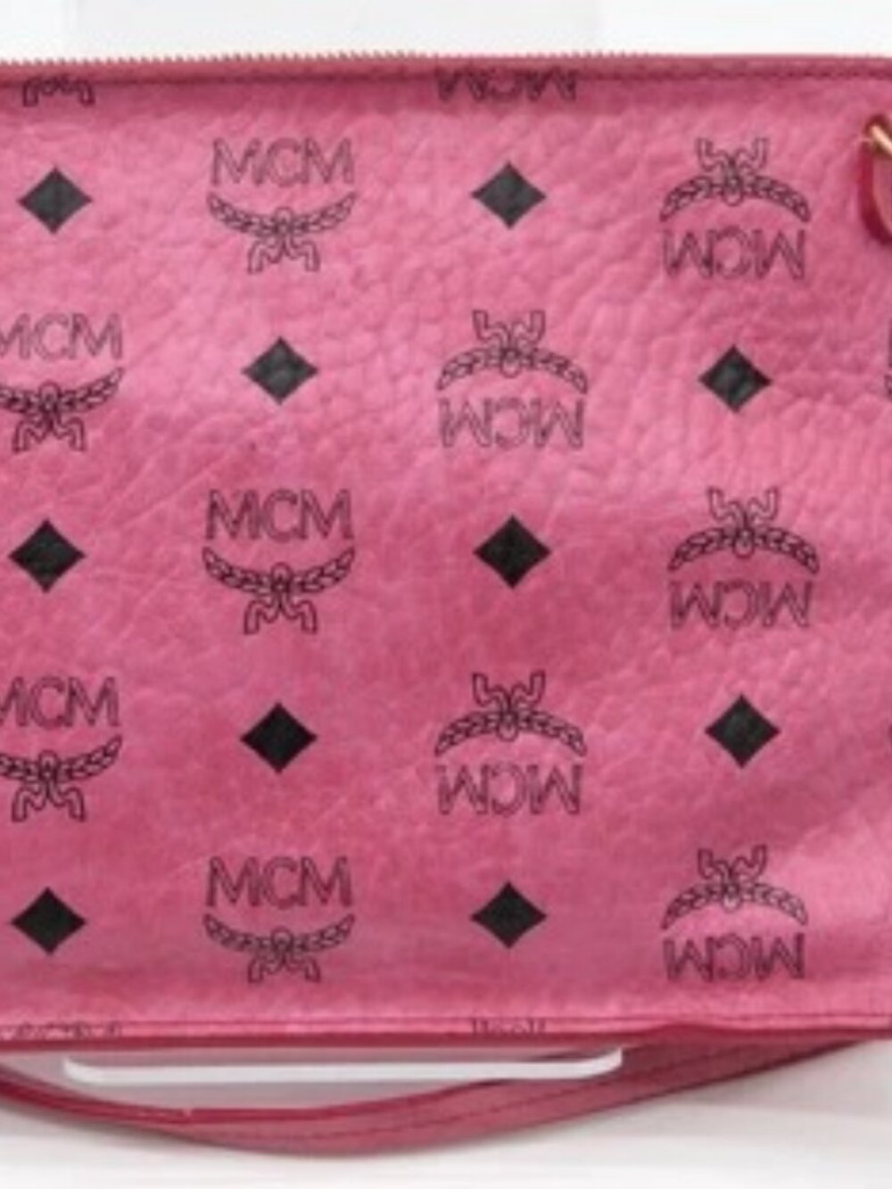 MCM Pink Visetos Leather Pouch Clutch